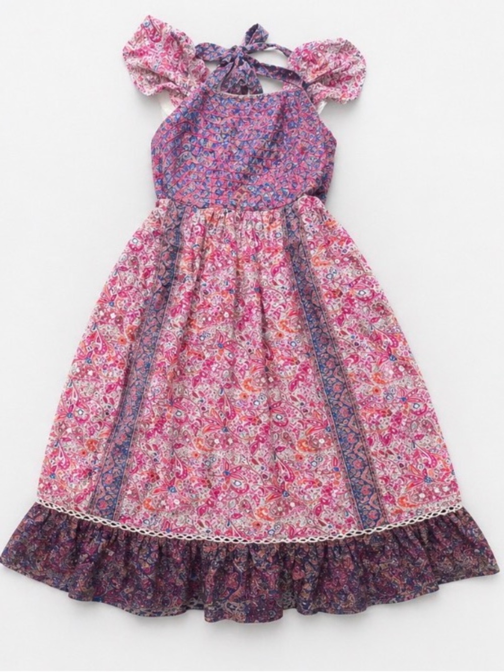 Pink Paisley Halter Sundress with Ruffle Hem